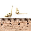 Conch Brass Micro Pave Clear Cubic Zirconia Stud Earrings EJEW-C186-05G-5