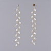 Electroplate Glass Beads Dangle Stud Earrings EJEW-JE03820-02-3