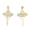 Brass Micro Pave Clear Cubic Zirconia Pendants KK-G431-21G-1