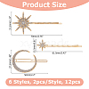 12Pcs 6 Styles Iron Rhinestone Hair Clips PHAR-HS0001-02-2