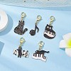 5Pcs 5 Styles Cat and Music Alloy Enamel Pendant Decorations HJEW-JM02694-1