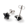 Star 316 Surgical Stainless Steel Pave Black Cubic Zirconia Stud Earrings for Women Men EJEW-Z050-21AS-2