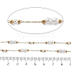 ABS Imitation Pearl & 304 Stainless Steel Beads Link Chains CHS-K021-07G-03-3