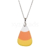 Halloween Acrylic Candy Corn Pendant Necklaces NJEW-JN04888-2