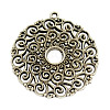 Tibetan Style Alloy Hollow Flat Round Big Pendants TIBEP-2564-AS-LF-1