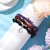 3Pcs 3 Styles Natural Amethyst & Garnet & Obsidian Chips Stretch Bracelets Sets BJEW-JB11076-10-3