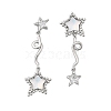 Star Brass Clear Cubic Zirconia Stud Earrings EJEW-D301-01P-4