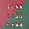 6 Pairs 6 Styles Christmas Tree & Snowflake & Wreath Alloy Enamel Dangle Earrings for Women EJEW-FS00003-7