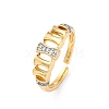 Brass Micro Pave Clear Cubic Zirconia Cuff Finger Rings for Women RJEW-C116-12G-4