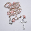 Round & Rose Imitation Pearl Rosary Bead Necklaces WG518F3-05-1