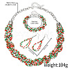 Christmas Glass Seed Beaded Multilayer Necklaces & Teardrop Dangle Earrings & Bracelets Sets WG44FFB-05-2