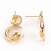 Brass Micro Pave Clear Cubic Zirconia Earring Findings KK-S356-253-NF-4