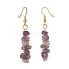 Natural Amethyst Chip Beaded Dangle Earrings EJEW-JE04788-05-3