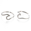 Non-Tarnish 304 Stainless Steel Sea Wave Cuff Rings X-RJEW-N038-115P-2