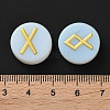 Brass Elder Futhark Alphabet Engraved Symbol Flat Round Opalite Rune Stones G-I373-01O-4