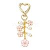 Flower Alloy Enamel with ABS Plastic Pearl Keychain KEYC-JKC01098-1