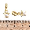 Rack Plating Brass Orange Cubic Zirconia European Dangle Charms KK-Q006-61G-3