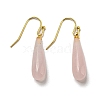 Ion Plating(IP) Natural Rose Quartz Dangle Earring EJEW-C084-01G-03-1