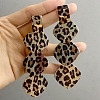 Leopard Print Alloy Dangle Stud Earrings EJEW-K304-01B-G-1