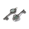 Key Brass Natural Green Aventurine Big Pendants KK-D361-01AS-14-2