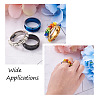 4 Colors Stainless Steel Grooved Finger Ring Settings STAS-TA0001-26D-8