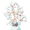 Natural & Synthetic Gemstone Chips with Brass Wrapped Wire Money Tree on Ceramic Vase Display Decorations DJEW-B007-01C-3