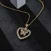 Brass Micro Pave Clear Cubic Zirconia Butterfly Heart Pendant Necklaces for Women NJEW-S438-07D-G-2