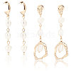 ANATTASOUL 2 Pairs 2 Style Natural Pearl Beaded Dangle Stud Earrings EJEW-AN0002-66-1