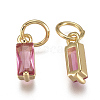 Brass Micro Pave Cubic Zirconia Charms ZIRC-F111-03G-02-2