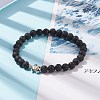 Natural Lava Rock Stretch Bracelet with Alloy Turtle Beaded BJEW-JB08309-02-2