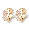 Daisy Brass Enamel Hoop Earrings for Women EJEW-G434-01G-02-4