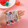 10Pcs 10 Style Encourage Word Polymer Clay Heishi Surfer Stretch Bracelets Set with Heart sgBJEW-SW00041-2