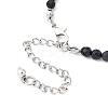 2Pcs Natural Garnet & Synthetic Blue Goldstone Round Beaded Bracelets for Men Women BJEW-JB12336-5