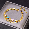 Enamel Heart Stainless Steel Double-strand Chain Bracelets WGF01DB-02-1