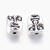 Tibetan Style Alloy Human Face Beads X-TIBEP-GC184-AS-RS-2