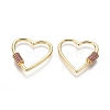 Brass Micro Pave Cubic Zirconia Screw Carabiner Lock Charms ZIRC-I031-11G-02-2