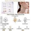 CREATCABIN 12Pcs 2 Color Brass Pave Clear Cubic Zirconia Flower Stud Earring Findings DIY-CN0002-79-2