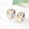 Two Tone 304 Stainless Steel Stripe Hoop Earrings EJEW-L307-04GP-02-1