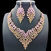 Leaf Zinc Alloy Rhinestone Pendant Necklaces & Stud Dangle Earrings Sets WGB182B-09-1