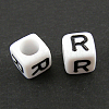 Letter Acrylic European Large Hole Beads X-OPDL-R050-10mm-R-1