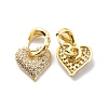 Clear Cubic Zirconia Heart Dangle Hoop Earrings EJEW-G333-01G-2
