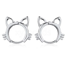 Women Cat Brass Leverback Earrings JE965A