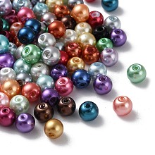 Baking Painted Pearlized Glass Pearl Round Bead Strands HY-Q004-6mm-M