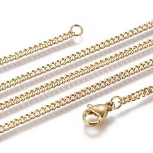 304 Stainless Steel Curb Chain Necklaces NJEW-L162-01C-G