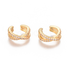 Golden Plated Brass Micro Pave Cubic Zirconia Cuff Earrings EJEW-L244-18G