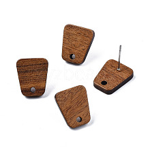 Walnut Wood Stud Earring Findings MAK-N032-017