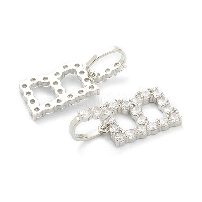 Brass Micro Pave Clear Cubic Zirconia Pendants ZIRC-J039-18P-B-1