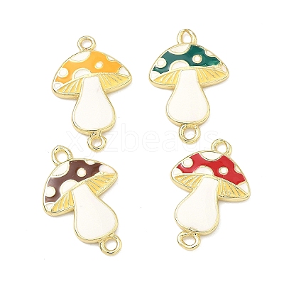 Autumn Brass Enamel Mushroom Links Connector Charms KK-K417-03A-G-1