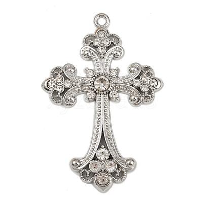 Alloy Rhinestone Cross Big Pendants ALRI-1475-P-RS-1