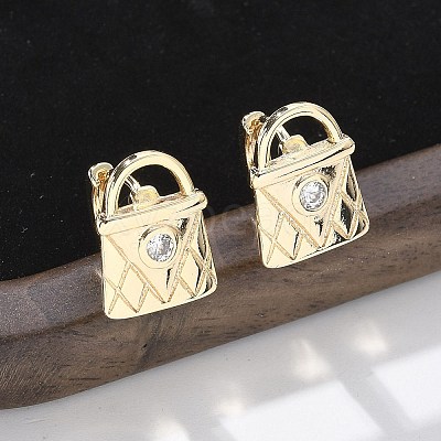 Brass & Glass Hoop Earrings EJEW-Q014-12G-1
